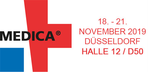 MEDICA Logo 2019 - Discher Technik GmbH Halle 12 / D50